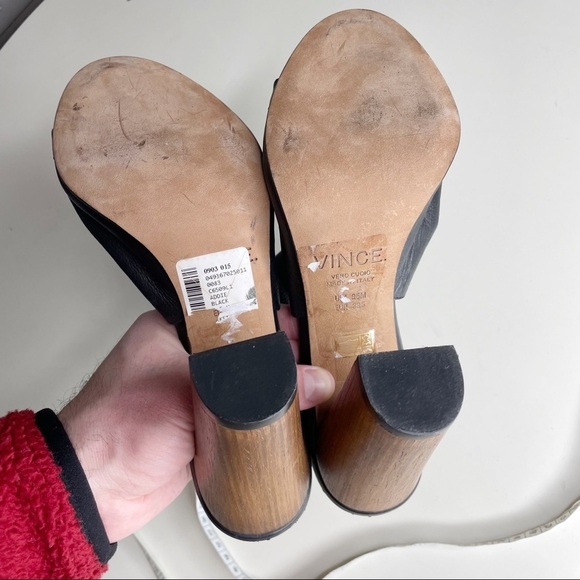 Vince Addie Leather Slingback Block Heel Sandal Black Women’s Size 9.5 - Picture 9 of 13